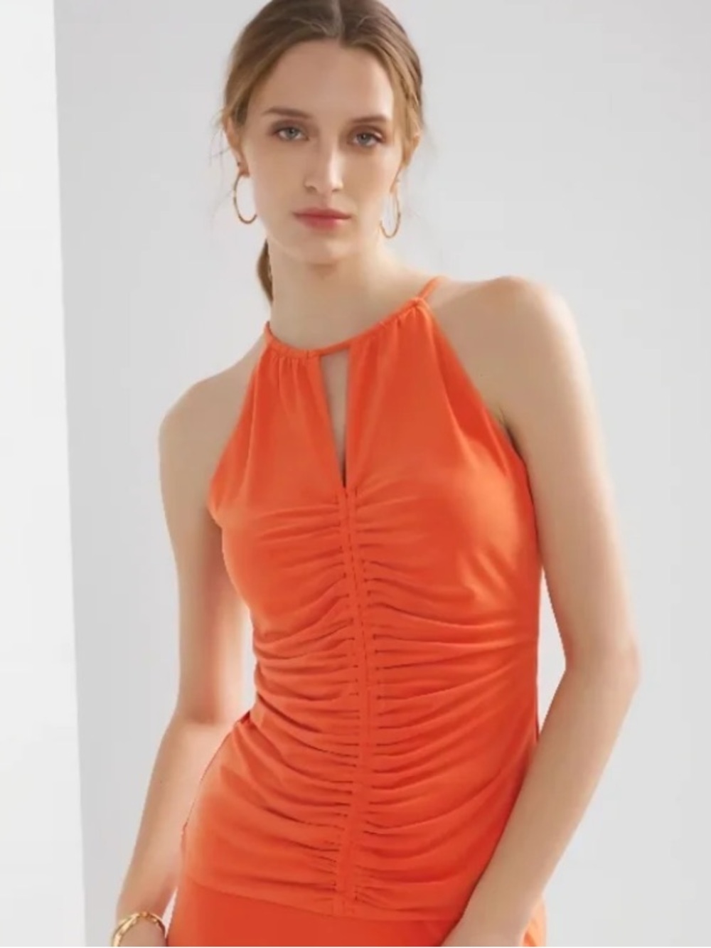 WHBM MJ Ruched Halter Top Koi Size Medium
